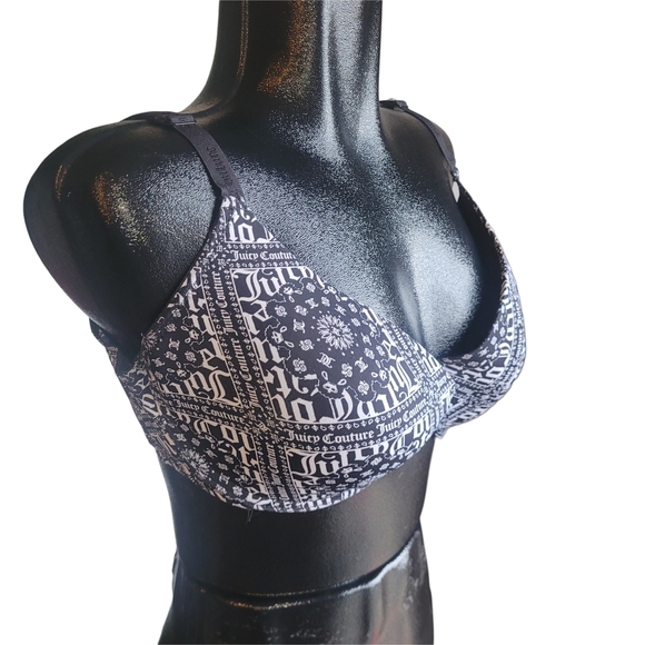 Juicy Couture Black and White Graphic Print Bra 42D - Picture 2 of 4